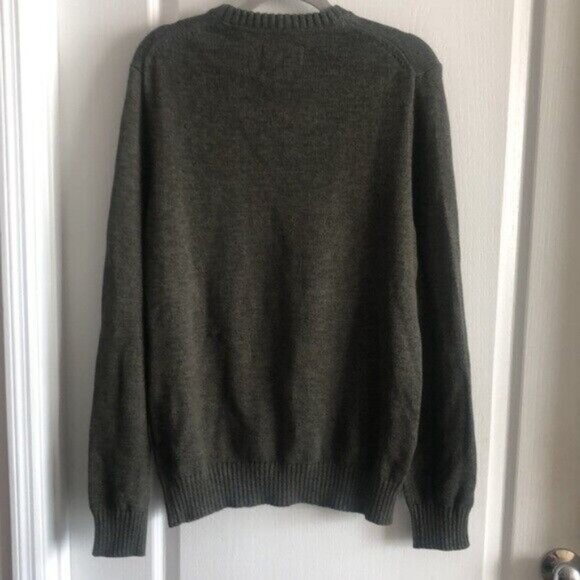 St. John's Bay Crew Neck Lg Sl Chunky Kn Sweater Olive Marl Green Sz.L NEW - Picture 4 of 8